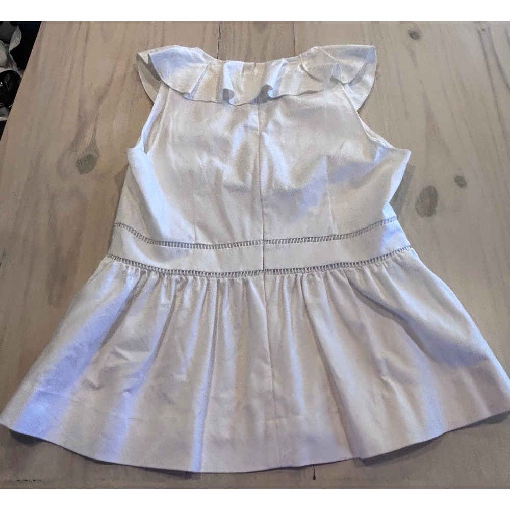 Kate Spade New York White Ruffle V-Neck Peplum Top Sleeveless Size 14 NJMU9053 - Picture 11 of 16